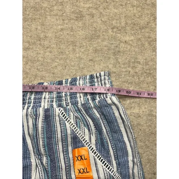 Briggs Linen Blend Blue Striped Pull On High Waist Shorts Relaxed XXL NWT Coasta - Picture 7 of 9